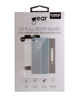 Gear Härdat Glas 3D 2in1 Front & Back iPhone 8 Edge to Edge Svart med Klar baksida