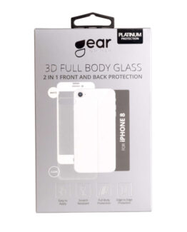 Gear Härdat Glas 3D 2in1 Front & Back iPhone 8 Edge to Edge Vit med Klar baksida