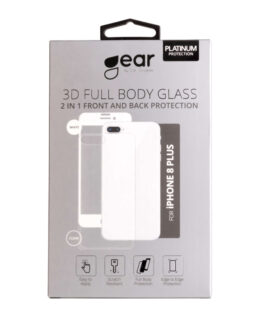 Gear Härdat Glas 3D 2in1 Front & Back iPhone 8 Plus Edge to Edge Vit med Klar baksida