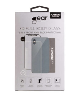 Gear Härdat Glas 3D 2in1 Front & Back iPhone X Edge to Edge Svart med Klar baksida