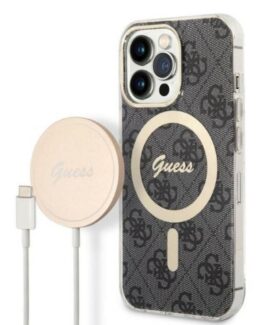 Guess iPhone 13 Pro Magsafe Skal Print + Trådlös Laddare - Svart