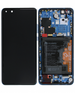 Huawei P40 Pro Original Skärm Display Glas med Batteri - Blå