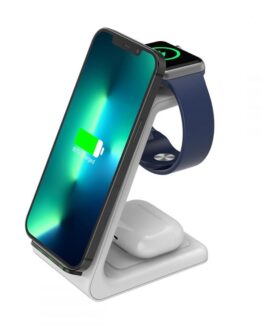 Tech-Protect 3-in-1 Trådlös Laddare iPhone, Apple Watch, Airpods - Vit