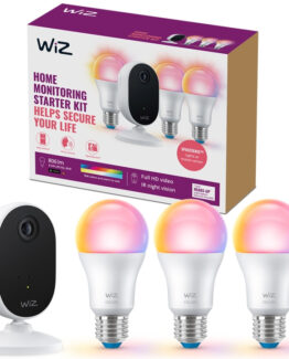 WiZ Startkit Övervakning och belysning Kamera + 3x Smart LED E27 Färg