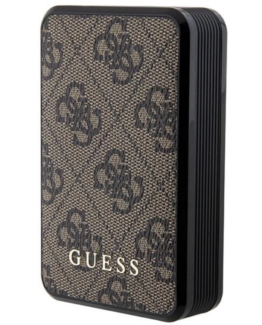 Guess Powerbank 10000mAh 18W 4G Läder Metal Logo - Brun