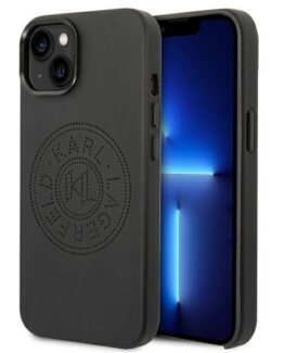 Karl Lagerfeld iPhone 14 Plus Skal Läder Perforated Logo - Svart