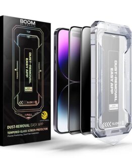 LIVSTIDSGARANTI - BOOM iPhone 14 Pro Max Privacy Härdat Glas Skärmskydd 2st