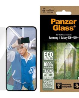 PanzerGlass Galaxy S25 Plus Härdat Glas Skärmskydd Eco Matrix Ultra-Wide Fit