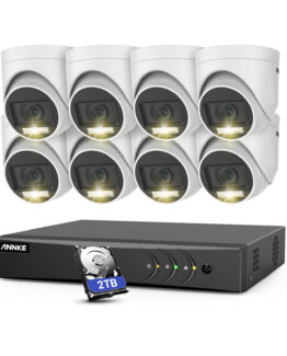 Professionellt 1080p Övervakningssystem, 8 Dome övervakningskameror, DVR, 2TB Hårddisk, Motion Detection